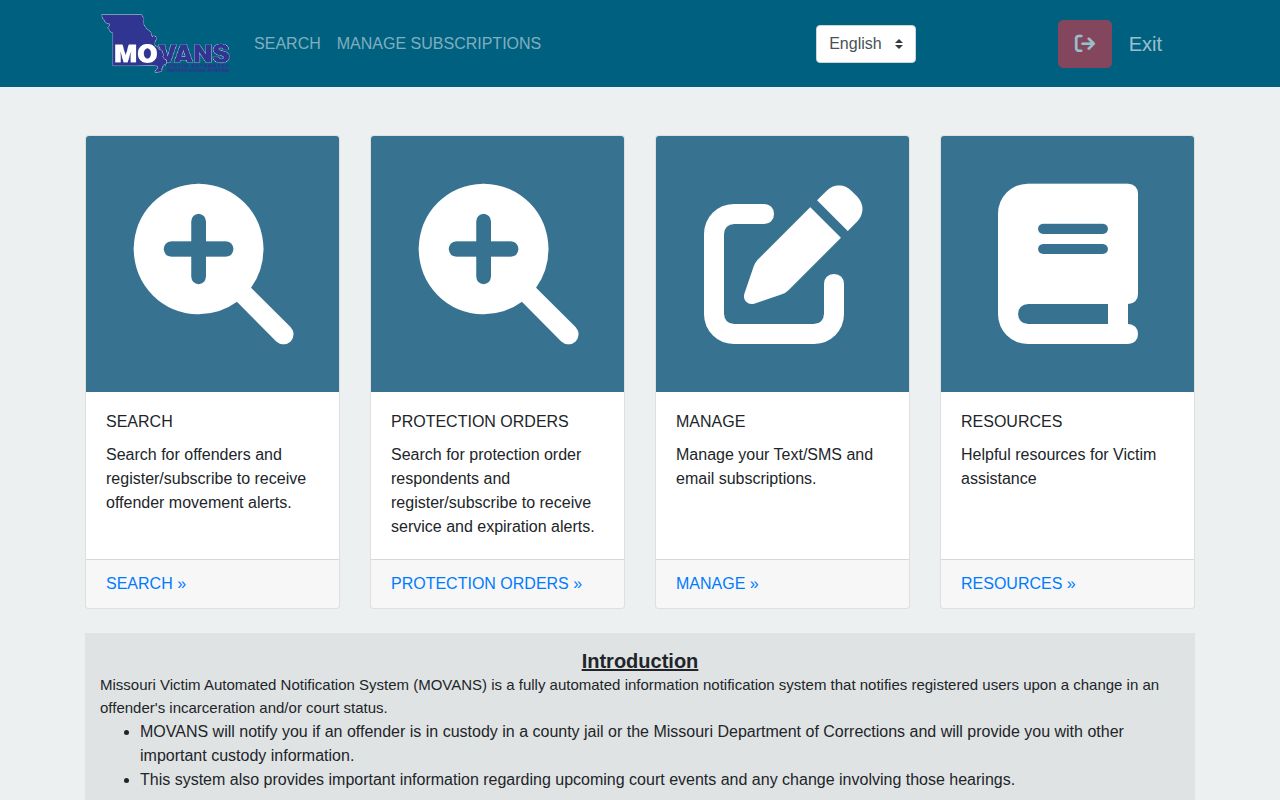 Clark County MOVANS release check search and notification portal